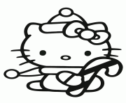 Printable hello kitty holding candy cane coloring pages