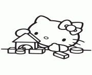 Printable hello kitty building block house coloring pages