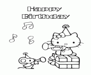Printable hello kitty happy birthday coloring pages