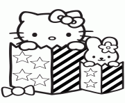Printable cute hello kitty peeking coloring pages
