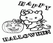 Printable devil hello kitty and pumpkin halloween coloring pages