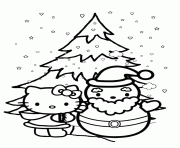 Printable hello kitty in snow coloring pages