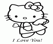 Printable hello kitty angel valentine coloring pages