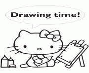 Printable hello kitty drawing time coloring pages