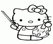 Printable hello kitty playing violin instrument coloring pages