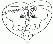 horses in love coloring page