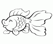 Printable cute cartoon gold fish coloring pages