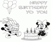 Printable mickey with minnie birthday disney coloring pages