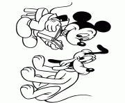 Printable mickey mouse reading to pluto disney coloring pages