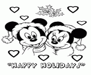 Printable mickey and minnie wearing santa hat disney coloring pages