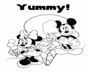 Printable yummy ice cream mickey and minnie disney coloring pages