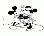 Printable classic mickey and minnie mouse hugging disney coloring pages