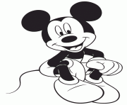 Printable mickey mouse sitting and smiling disney coloring pages