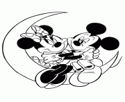 Printable mickey and minnie mouse sitting on moon disney coloring pages
