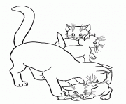 Printable mommy cat and kids animal s2523 coloring pages