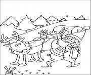 Printable kids santa and reindeer reindeer s824c coloring pages