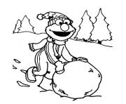 Printable elmo playing snow winter s for kids5cba coloring pages