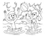 Printable kids playing in a lake a7b9 coloring pages