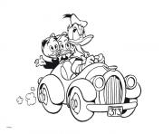 Printable donald duck driving with kids disney sf93b coloring pages