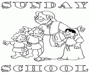 Printable sunday school jesus and kids coloring pages