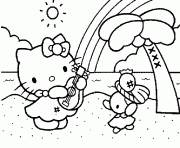 Printable kids hello kitty s at the beach4060 coloring pages