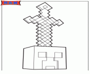 Printable minecraft sword on head coloring pages
