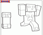 Printable creeper chasing minecraft player coloring pages