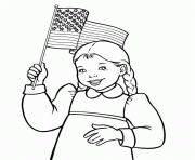 Printable girl waving american flag coloring pages
