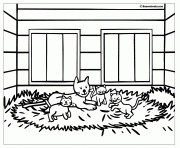 Printable kittens in a big house coloring pages