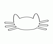 Printable cat face with whiskers stencil coloring pages