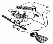 Printable cat on a broom stick c881 coloring pages