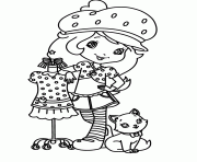 Printable animated series strawberry shortcake with cat custard kitten coloring pages