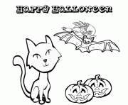 Printable felix the cat and halloween bat kitten coloring pages
