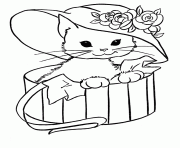 Printable cat with hat in a box animal sb74e coloring pages