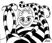 Printable adult leen margot the cat in wonderland coloring pages