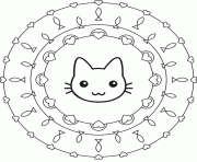 Printable cute cat mandala s170e coloring pages