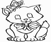 Printable cat with butterfly on his head animal s37da coloring pages