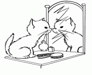 Printable cat on the mirror 5df8 coloring pages