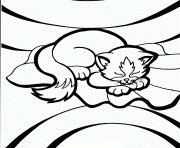 Printable fox tailed cat sleeping 06b1 coloring pages