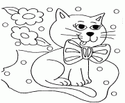 Printable cat with bow animal s672d coloring pages