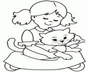 Printable a cat on his owner lap animal s577d coloring pages