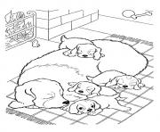Printable The Mother Dog With Pups puppy coloring pages