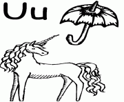 Printable unicorn and umbrella alphabet s free4979 coloring pages