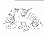 Printable unicorn horse with rainbow for girls coloring pages