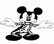 Printable mickey mouse as a skeleton disney halloween coloring pages