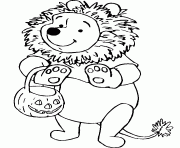 Printable Winnie the Pooh as a lion disney halloween coloring pages