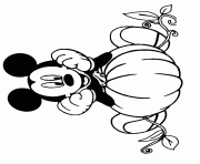 Printable Mickey Mouse and a pumpkin disney halloween coloring pages