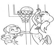 Printable girls playing basketball s3d3d coloring pages