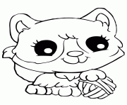 Printable Squinkies cute cat ball coloring pages