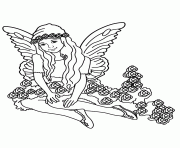 Printable pretty girl in halloween fairy costume posing for picture  coloring pages
